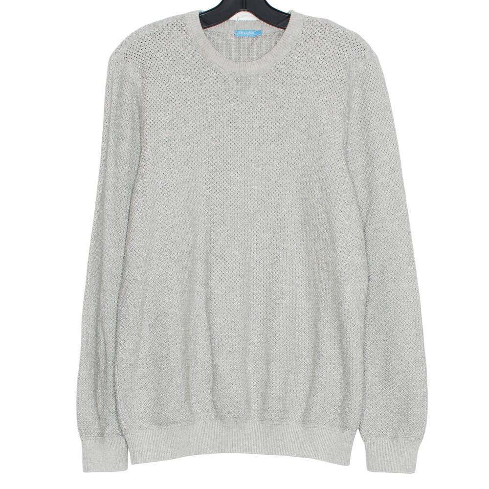 J McLaughlin Sweater Crewneck Coastal Preppy Minimalist Quiet Luxury Gray Large